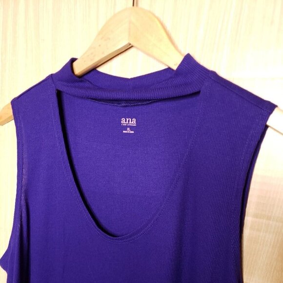A.N.A Womens Purple Green Ribbed Sleeveless Top With Cut Outs XL - Picture 4 of 9